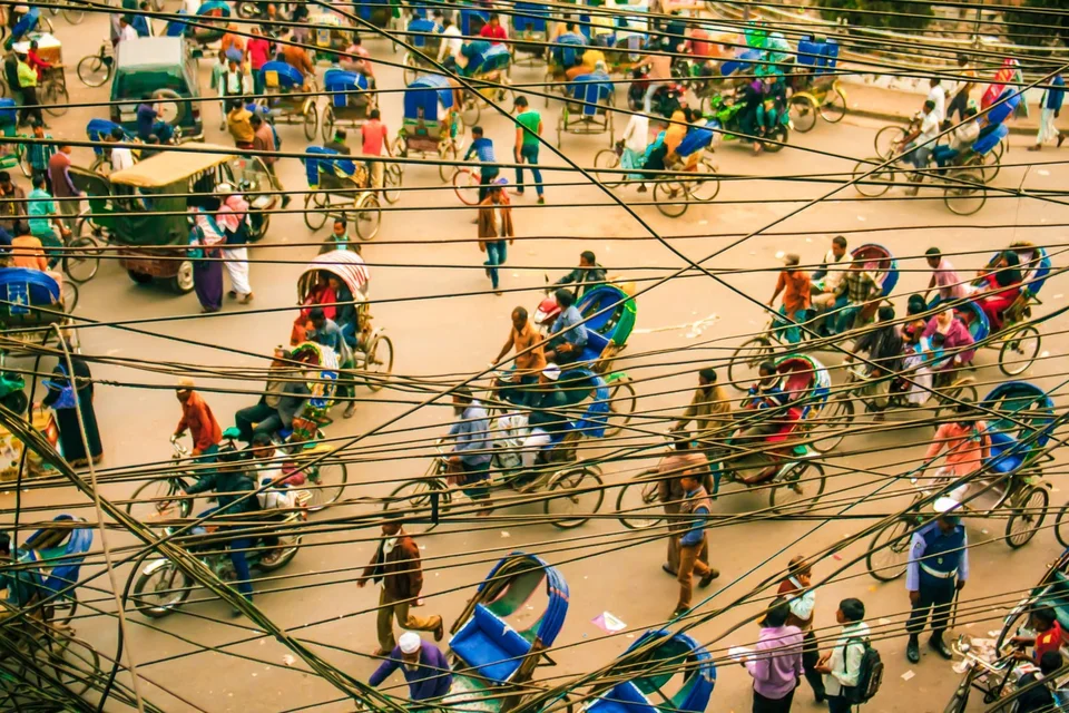 Rickshaw traffic in a busy street