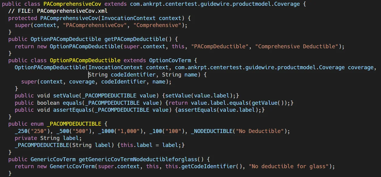 Example Coverage class generate from OOTB source code
